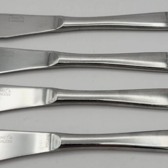 Vintage Amefa Holland Stainless Steel Dinner Knife Lot of 4 Knives Prestige Rare - Picture 4 of 14